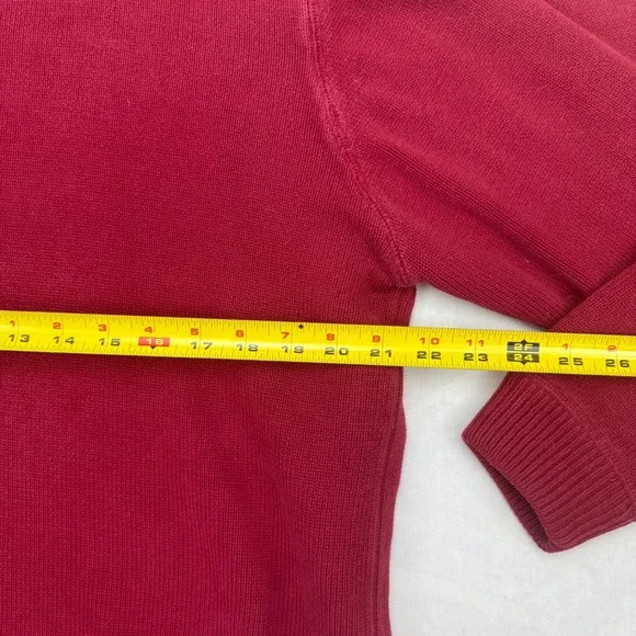 Eddie Bauer Sweater Mens Large Red Tight Knit Ribbed Hem Raglan Sleeve Pullover - Picture 7 of 8